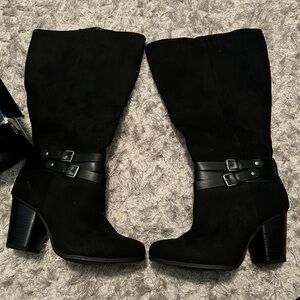 Torrid black faux suede zip up knee high boot